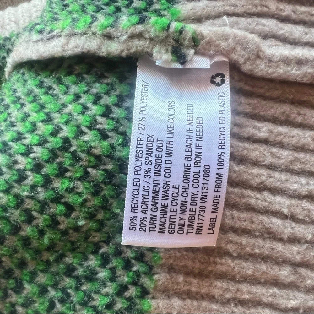 A New Day Green and Cream Knit Sweater - Picture 3 of 4